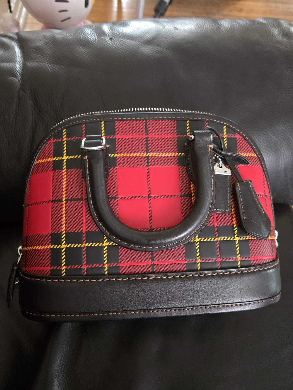 Coach Red, Black and Yellow Plaid Satchel - Picture 2 of 5